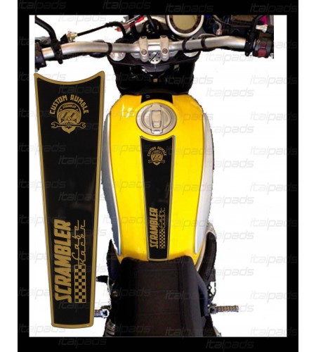 Protector De Depòsito Oro/Negro adecuado para Ducati Scrambler