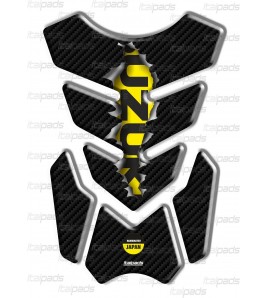 Protector De Depòsito mod. "3Wings Rip" para Suzuki  efecto carbono/amarillo