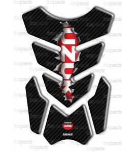 Protector De Depòsito mod. "3Wings Rip" para Suzuki  efecto carbono/rojo