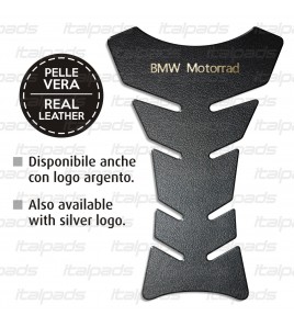 Protector de depósito en piel genuina negra mod. "Oro clásico" para BMW