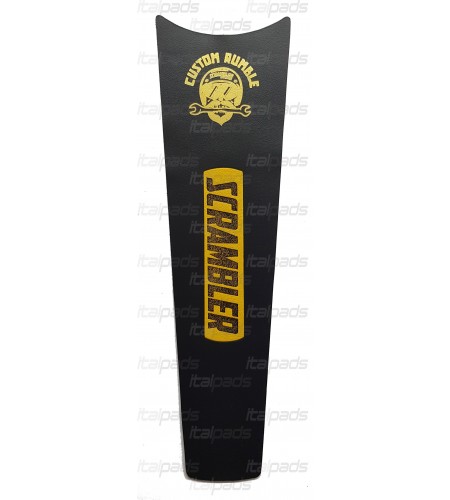 Protector de depósito en CUERO AUTÉNTICO dorado/negro/amarillo para Ducati Scrambler