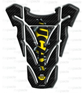 Protector De Depòsito "Top Wings Rip" carbon look/amarillo para Ducati Monster