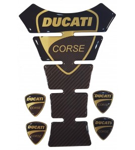 Protector de depósito "Ducati Corse" Texas oro/carbono +4