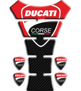 Protector de depósito "Ducati Corse" TANK PAD sticker Texas rojo/carbono+4